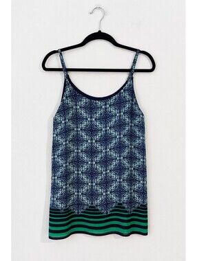 CAbi Style 107 Blue Green Print Border Cami Tank Top Women’s XS Lined